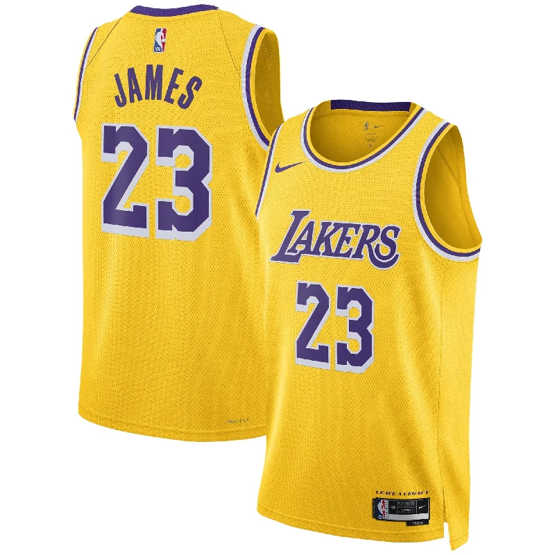 Basketball Jersey For Breathable Design-Lebron James Los Angeles Lakers Unisex Swingman Basketball Jersey - Icon Edition - Gold