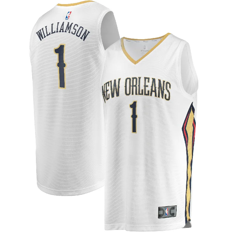 Basketball Jersey For Event Fundraising-Zion Williamson New Orleans Pelicans Branded Fast Break Basketball Jersey White - Association Edition