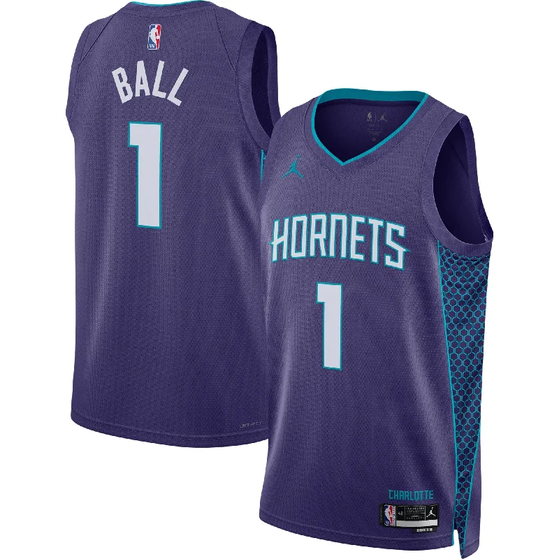 Basketball Jersey For Custom Fan Merchandise-Lamelo Ball Charlotte Hornets Jordan Brand Unisex Swingman Basketball Jersey - Statement Edition - Purple