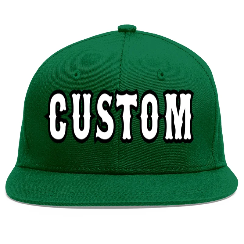 Baseball Cap For Limited-Time Offers-Custom Green White-Black Flat Eaves Sport Baseball Cap