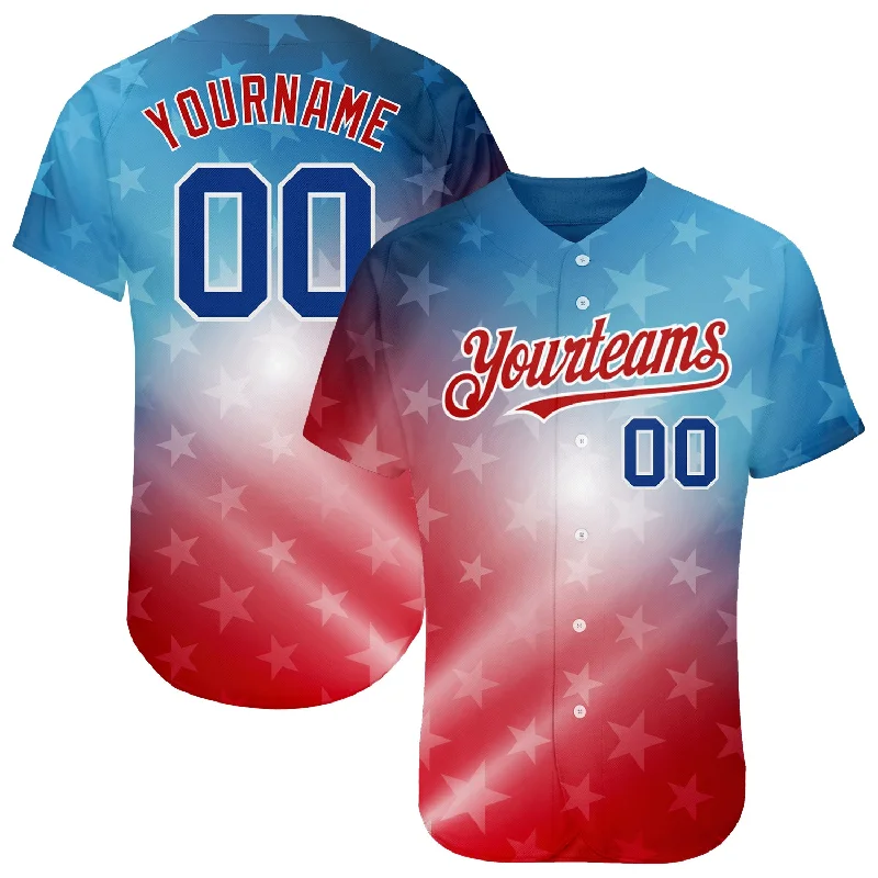 Baseball Jersey For Softball Teams-Custom Red Royal-Black 3D American Flag Fashion Authentic Baseball Jersey