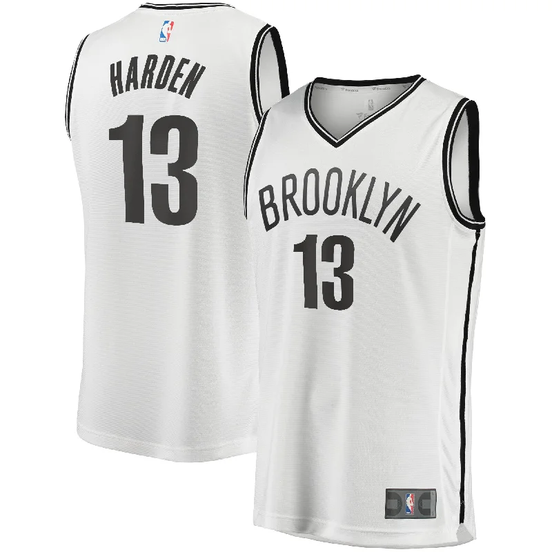 Basketball Jersey For High School Teams-James Harden Brooklyn Nets Branded Fast Break Basketball Jersey White - Association Edition