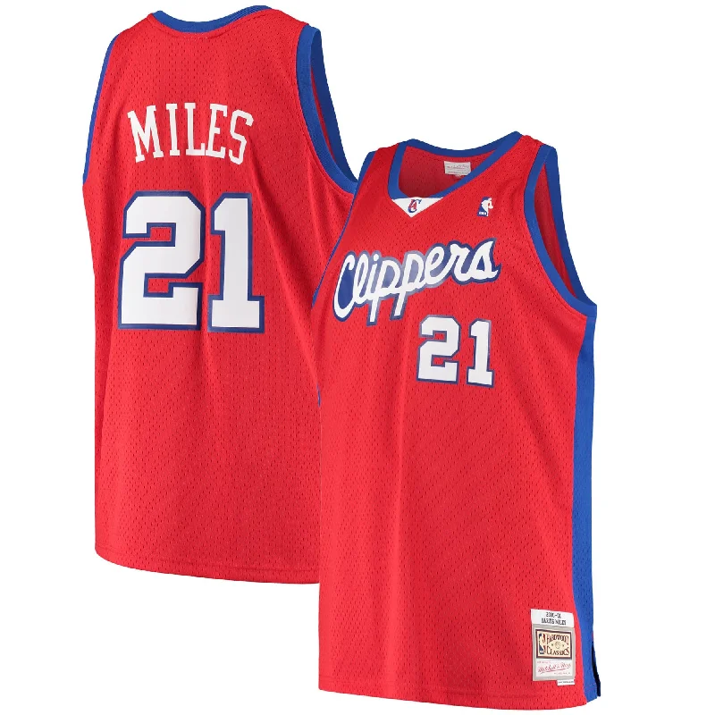 Basketball Jersey With Comfortable Padding-Darius Miles La Clippers Hardwood Classics Swingman Basketball Jersey - Red