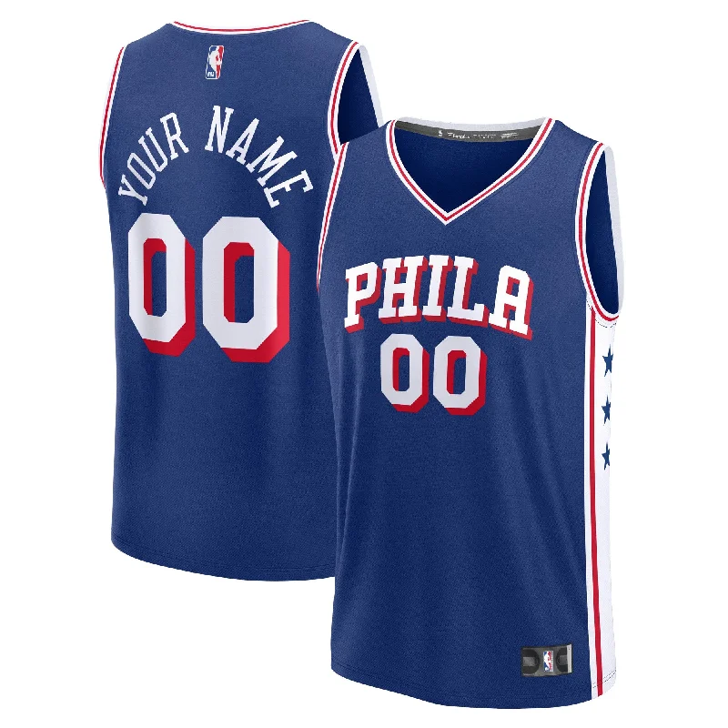 Basketball Jersey For Game Day Orders-Philadelphia 76ers Branded Custom Fast Break Basketball Jersey - Blue - Icon Edition