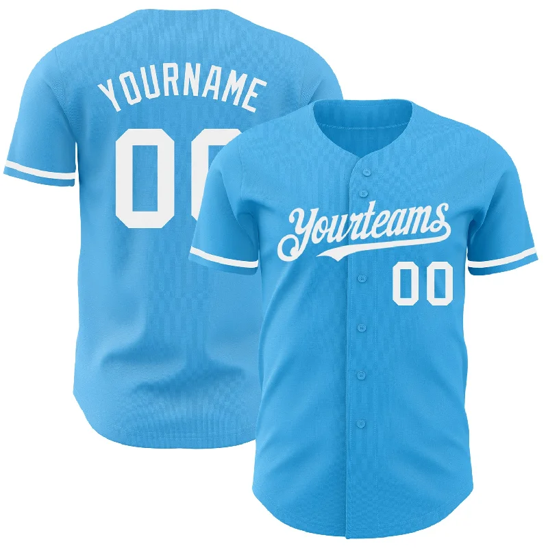 Baseball Jersey For Custom School Fan Gear-Custom Sky Blue White Authentic Baseball Jersey