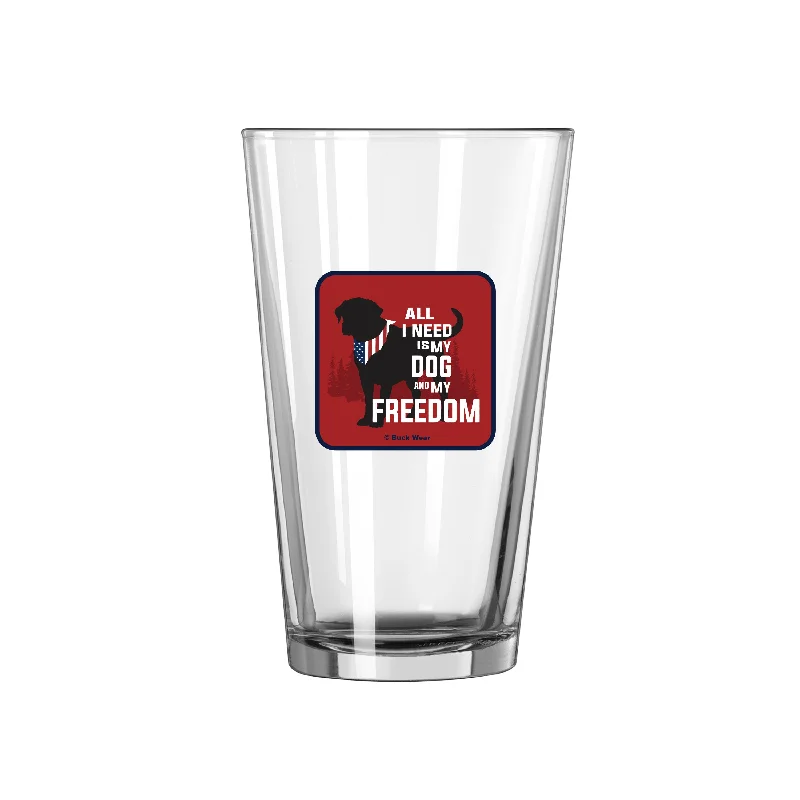 Team Mug For Softball Fan Apparel-Freedom Dog 16oz Pint Glass