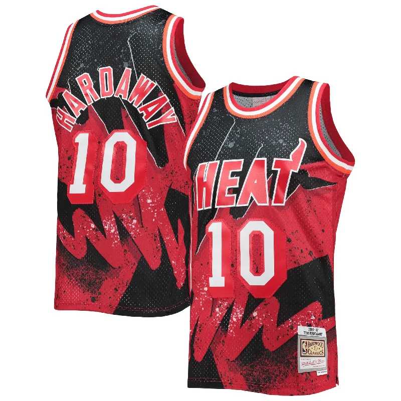 Basketball Jersey For Professional Athletes-Tim Hardaway Miami Heat Hardwood Classics 1996/97 Hyper Hoops Swingman Basketball Jersey - Scarlet