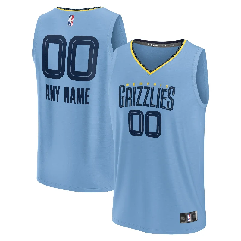 Basketball Jersey For Custom Fan Apparel-Memphis Grizzlies Branded Custom Fast Break Basketball Jersey - Statement Edition - Light Blue