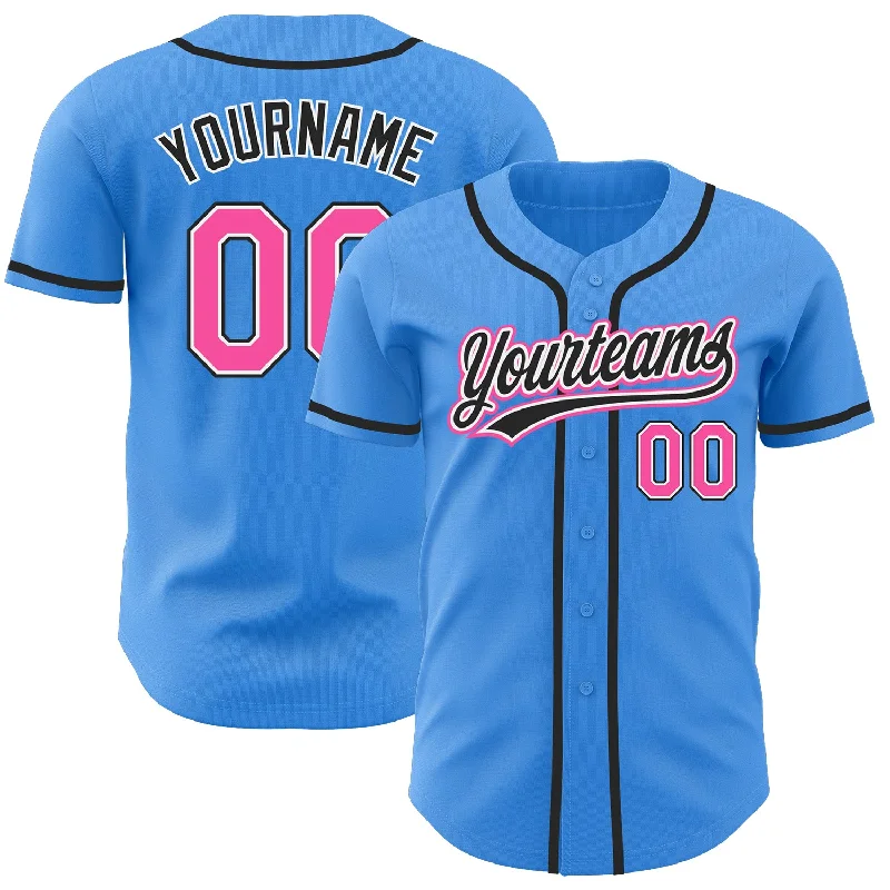 Baseball Jersey For Personalized Sports Merchandise-Custom Electric Blue Pink-Black Authentic Baseball Jersey