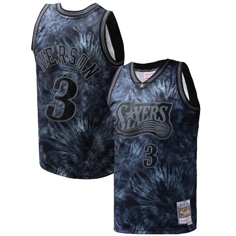 Basketball Jersey For High School Athletes-Allen Iverson Philadelphia 76ers Hardwood Classics 1997/98 Tie-dye Swingman Basketball Jersey - Black