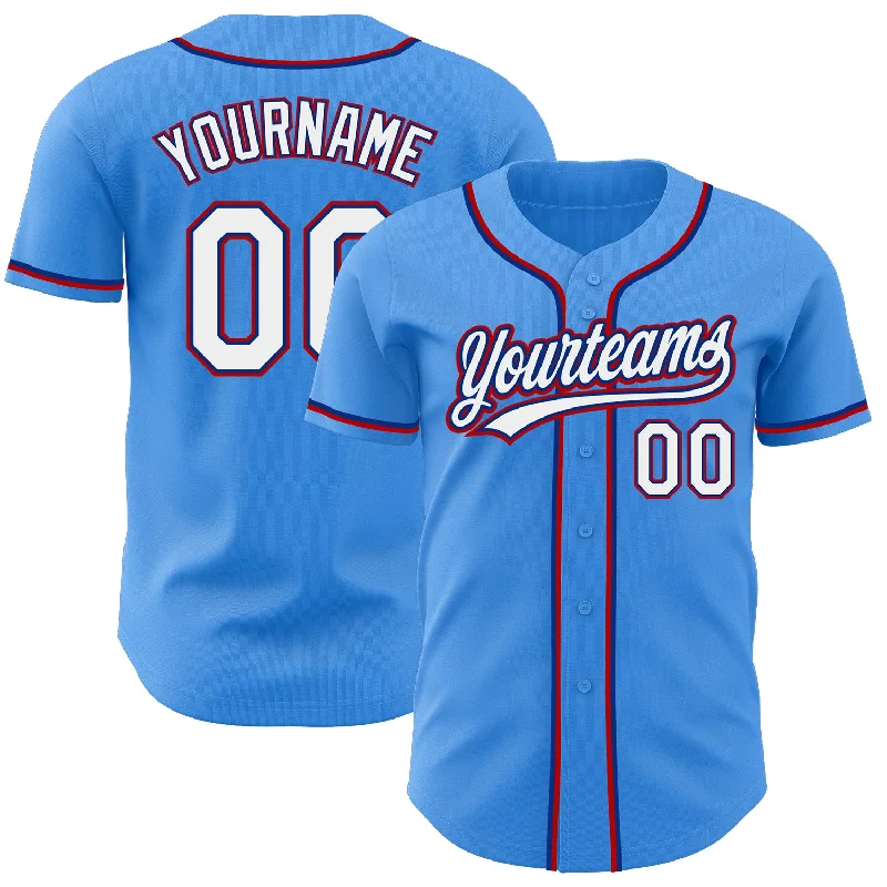 Baseball Jersey For College Fan Custom Gear-Custom Electric Blue White Royal-Red Authentic Baseball Jersey