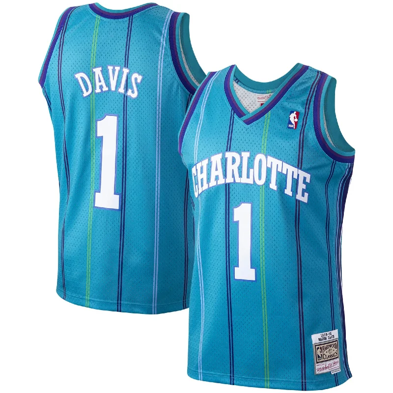 Basketball Jersey For Custom Player Gifts-Baron Davis Charlotte Hornets 1999/00 Hardwood Classics Swingman Basketball Jersey - Teal