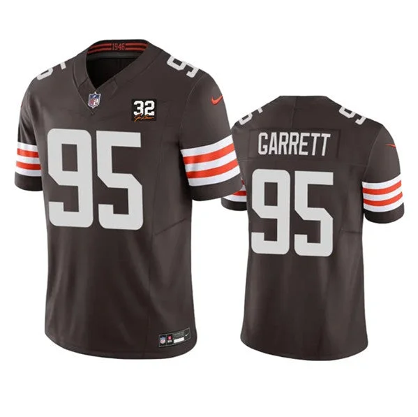 Football Jersey For Personalized School Orders-Men's Cleveland Browns #95 Myles Garrett Brown 2023 F.U.S.E. With Jim Brown Memorial Patch Vapor Untouchable Limited Football Stitched Jersey