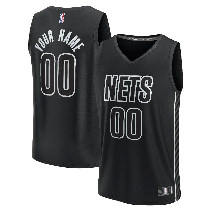 Basketball Jersey For Custom Fan Gear-Brooklyn Nets Branded Custom Fast Break Basketball Jersey - Statement Edition - Black