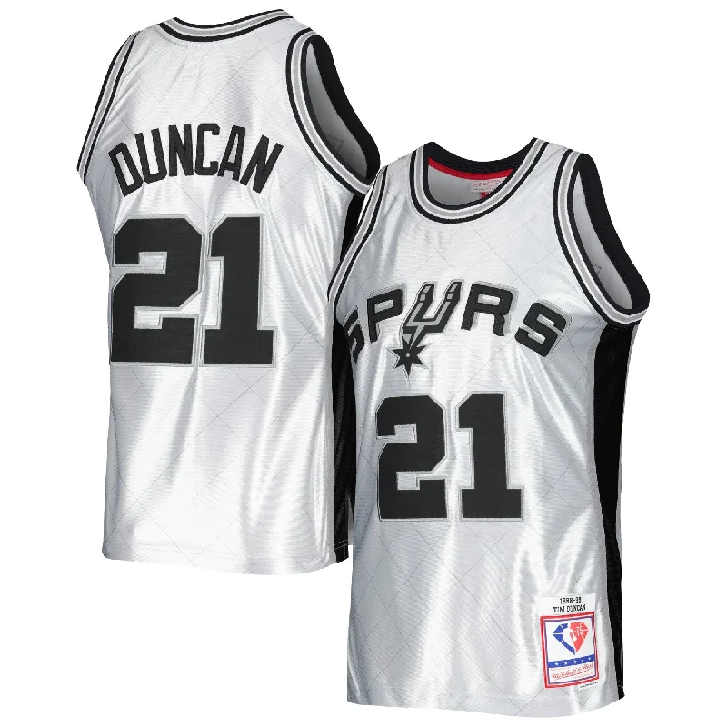 Basketball Jersey For Special Offer Orders-Tim Duncan San Antonio Spurs 1998/99 Hardwood Classics 75th Anniversary Swingman Basketball Jersey - Platinum