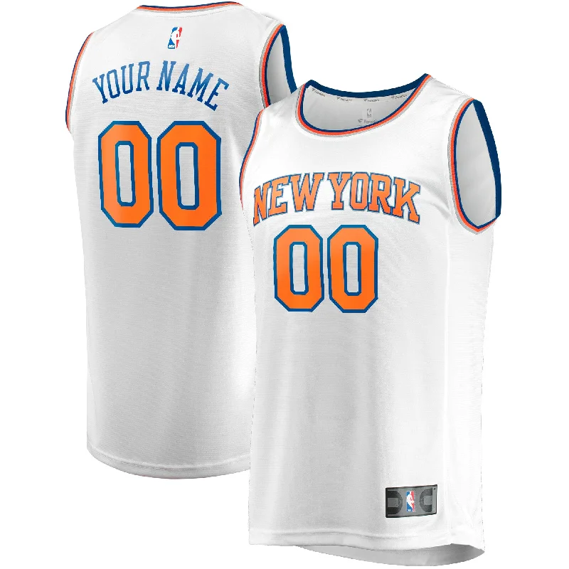 New York Knicks Branded Fast Break Custom Basketball Jersey - Association Edition - White