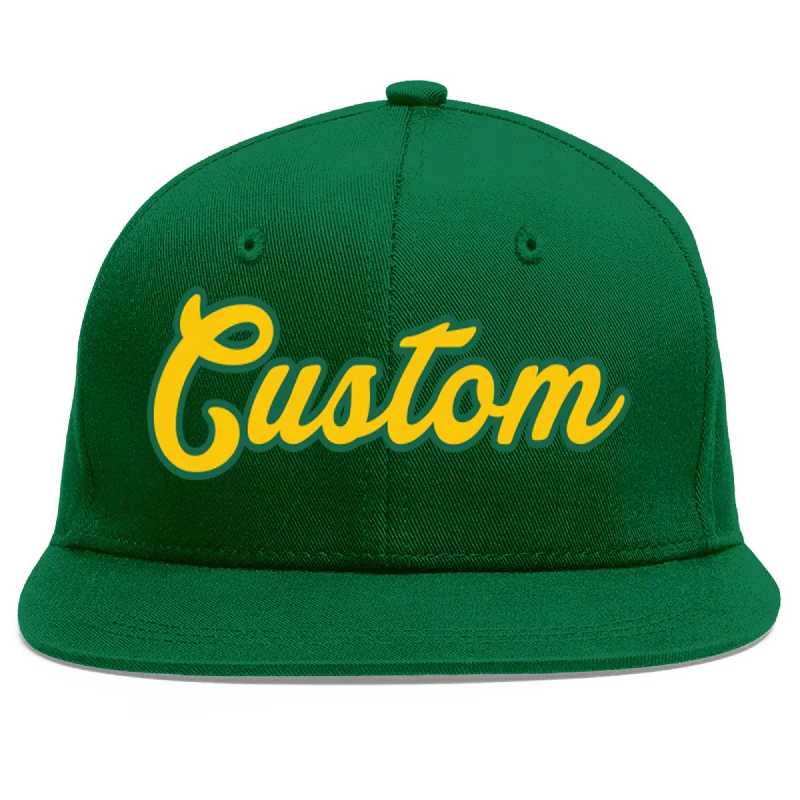 Baseball Cap For Special Edition Team Orders-Custom Green Gold-Kelly Green Flat Eaves Sport Baseball Cap