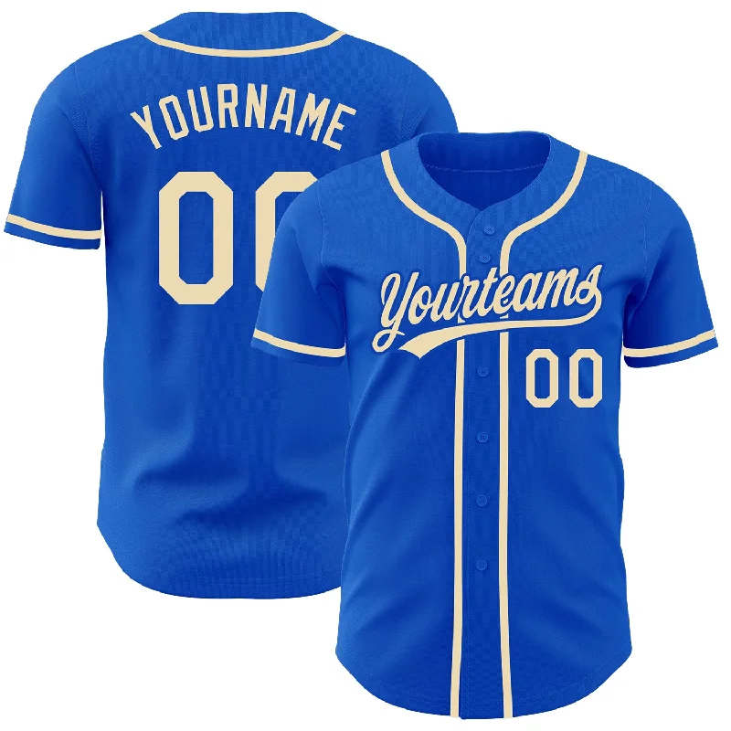 Baseball Jersey For Signature Designs-Custom Thunder Blue City Cream Authentic Baseball Jersey