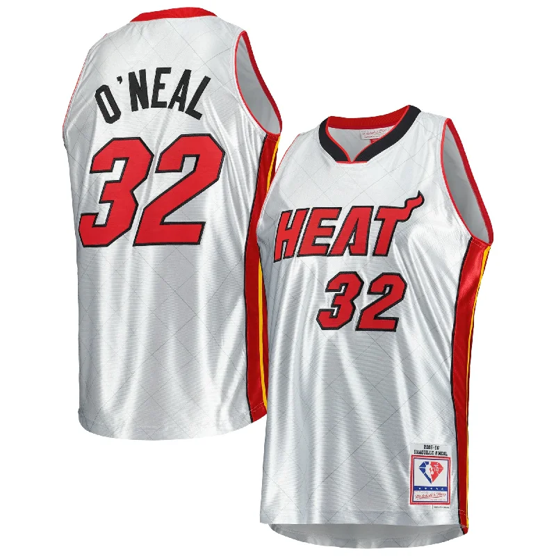 Basketball Jersey For Custom Team Gear Orders-Shaquille O'neal Miami Heat 2005/06 Hardwood Classics 75th Anniversary Swingman Basketball Jersey - Platinum