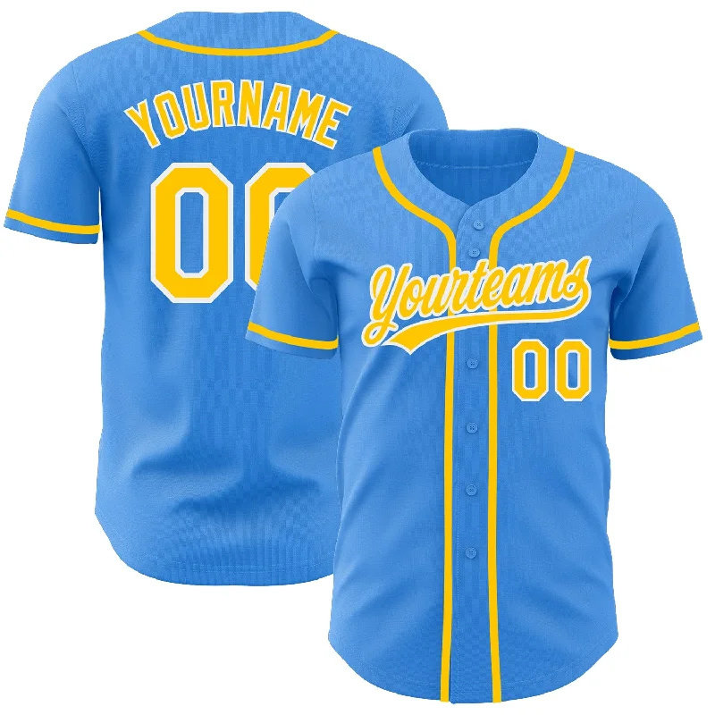 Baseball Jersey For Custom Event Apparel-Custom Electric Blue Yellow-White Authentic Baseball Jersey