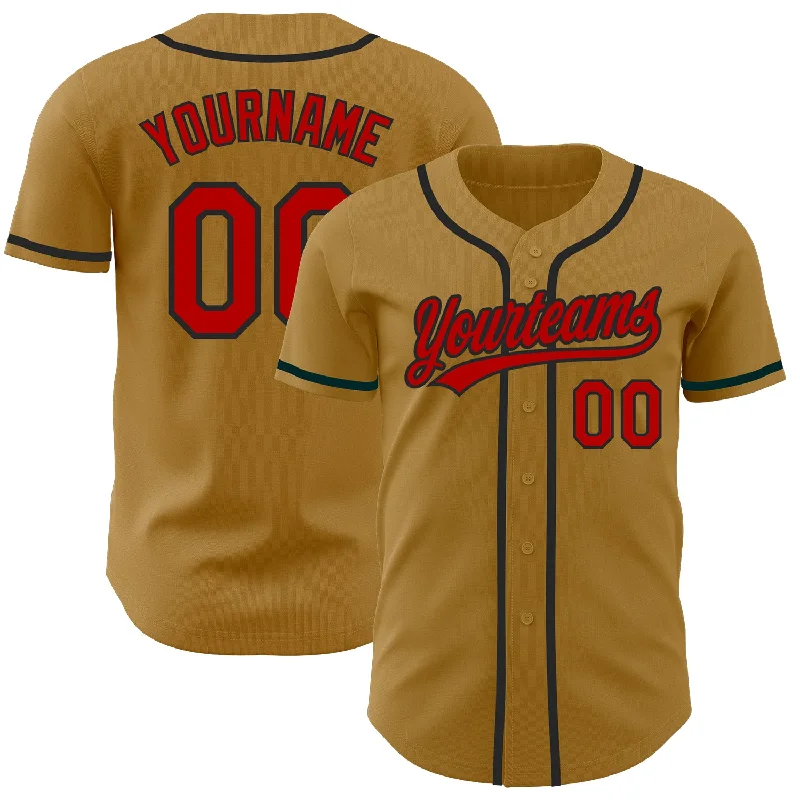 Baseball Jersey For Limited Edition Orders-Custom Old Gold Red-Black Authentic Baseball Jersey