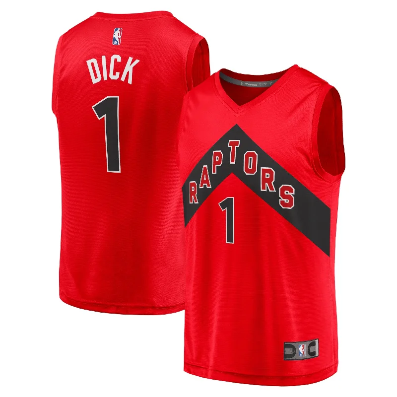 Basketball Jersey For College Athletes-Gradey Dick Toronto Raptors Branded Fast Break Player Basketball Jersey - Icon Edition - Red