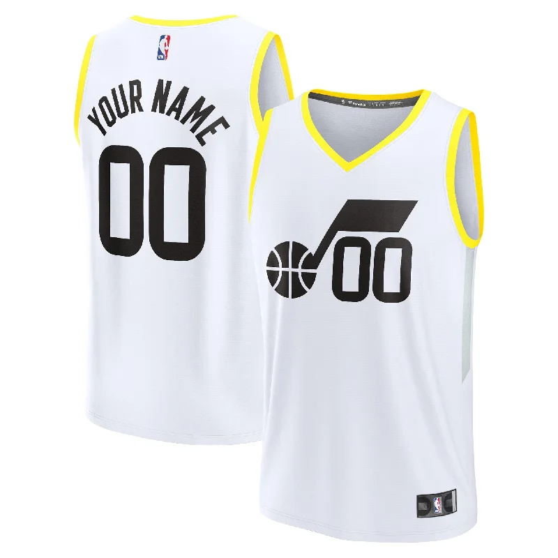 Basketball Jersey For Signature Fan Gear-Utah Jazz Branded Fast Break Custom Basketball Jersey - Association Edition - White