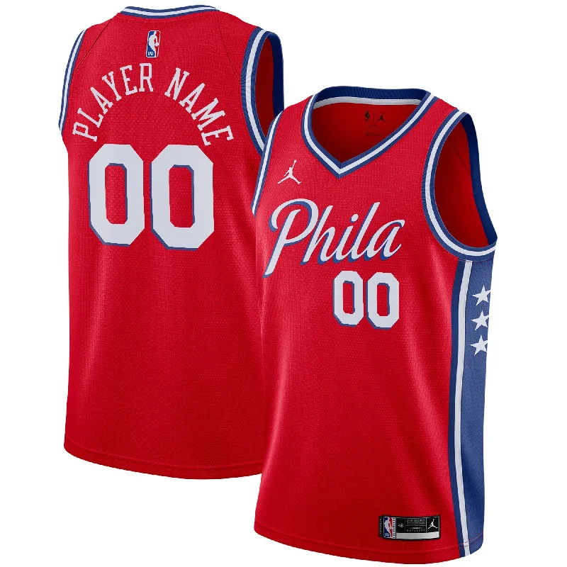 Basketball Jersey For Hot Weather-Philadelphia 76ers Jordan Brand Swingman Custom Basketball Jersey - Statement Edition - Red