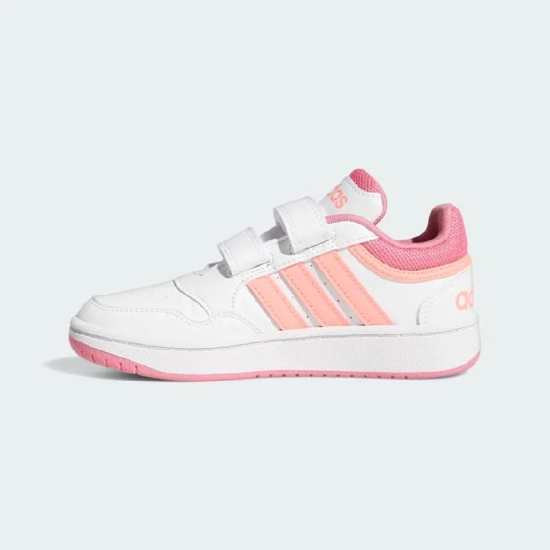 Basketball Shoes For Game Day-Adidas Hoops 3.0 Ps-Girls Basketball Shoes White/Pink