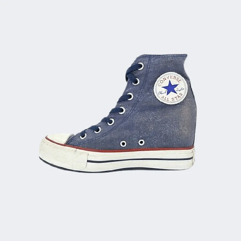 Basketball Shoes For Basketball Fans-Converse All Star Platform Plus Women Lifestyle Shoes Sparkle Navy