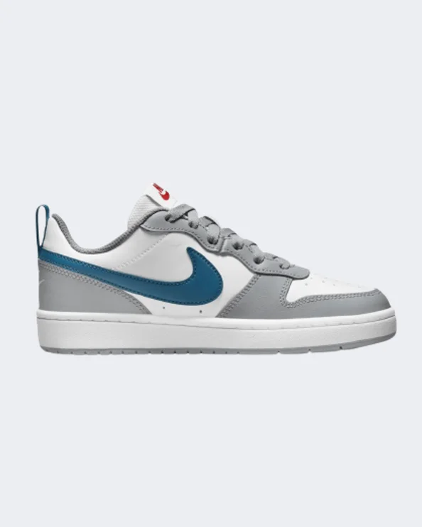 Basketball Shoes For Fitness Training-Nike Court Borough Low 2 Gs-Boys Lifestyle Shoes White/Smoke Grey