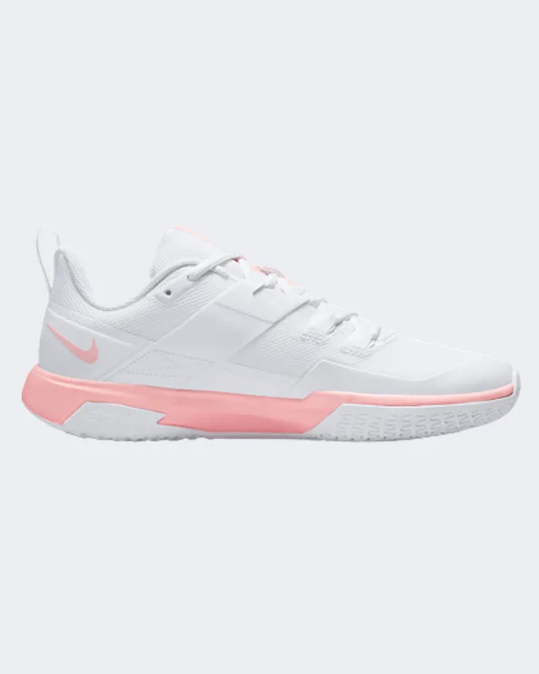 Basketball Shoes For Official Fan Gear-Nike Court Vapor Lite Women Tennis Shoes White/Coral