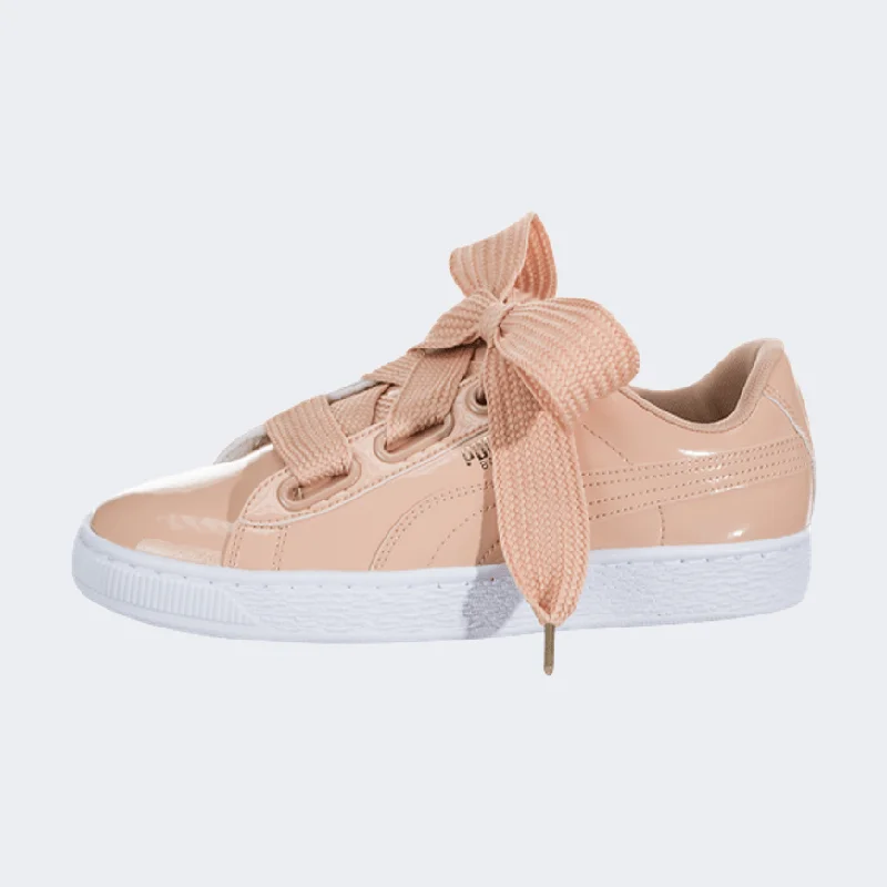 Basketball Shoes For Gift Orders-Puma Basket Heart Patent Women Lifestyle Shoes Pink