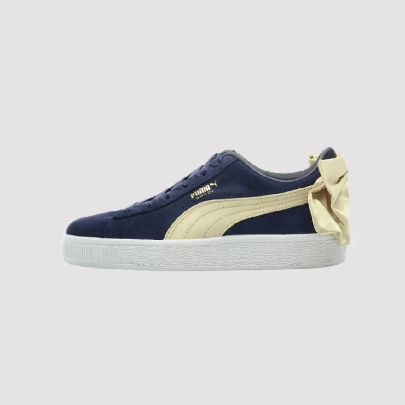 Basketball Shoes For Gift Customization-Puma Suede Bow Bsqt Women Sportswear Shoes Navy