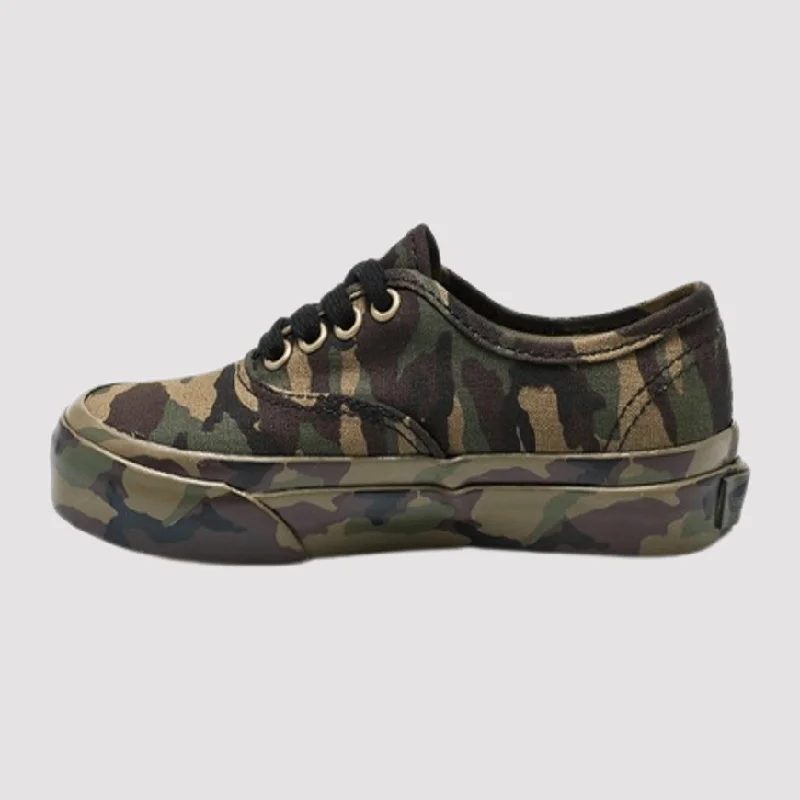 Basketball Shoes With Ankle Lock Technology-Vans Authentic Mono Print Kids Sportswear Shoes Olive/Brown