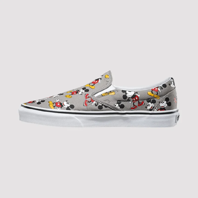 Basketball Shoes For Youth-Vans Classic Slip-On (Disney) Mickey Mouse Unisex Lifestyle Shoes Grey