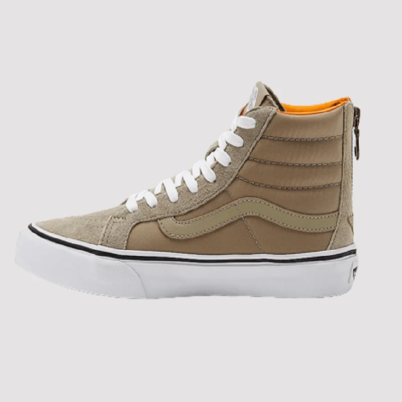 Basketball Shoes With Customizable Features-Vans Sk8-Hi Slim Zip (Boom Boom) Unisex Sportswear Shoes Brown