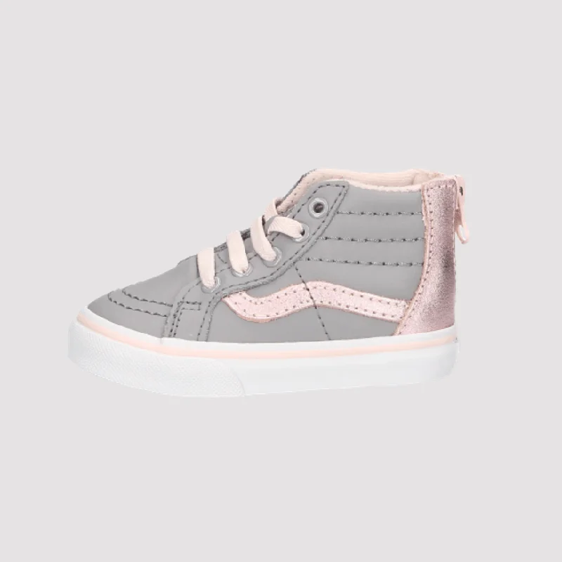 Basketball Shoes For Elite Performance-Vans Sk8-Hi Zip Kids  Lifestyle Shoes Grey/Pink