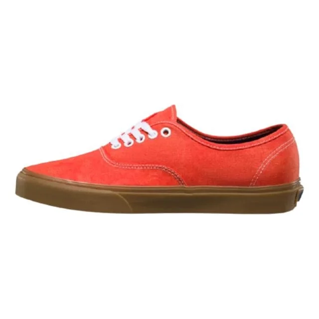 Basketball Shoes With Custom Fit-Vans Washed Authentic Men Lifestyle Shoes Cherry Tomato